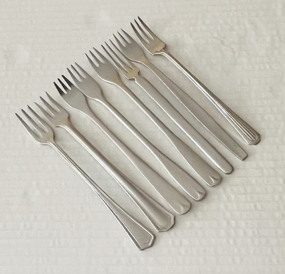 8 Appetizer Cocktail Forks Stainless Assorted Brands and Mixed Patterns Glossy