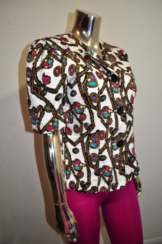RARA CHAQUETA BLAZER DE COLECCIÓN AÑOS 80 CON BOTONES DELANTEROS MANGA CORTA TALLA 10 - Imagen 10 de 10