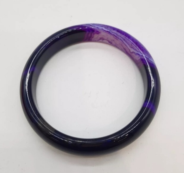 Vintage Purple Agate Solid Bangle in Original Box… - image 7