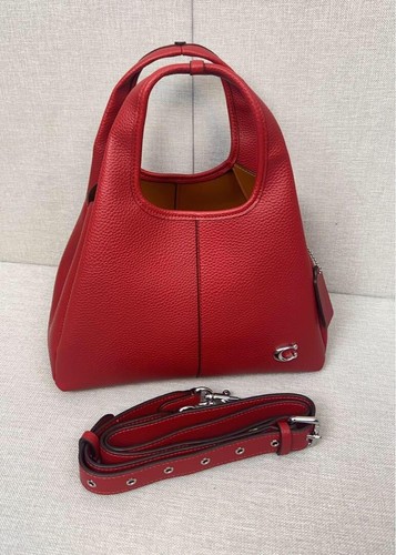 COACH Lana Shoulder Bag 23 CM545 Luxury Women Leather 2way Red Fashion Rare - Picture 10 of 13