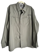 EDDIE BAUER Men’s Olive Grn Quick Dry Hiking Fishing Tec Shirt Sz 2XL