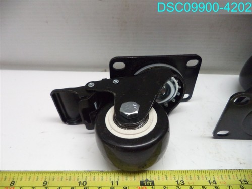QTY=4:UNIVERSAL 3-3/4" X 2" X1-1/4" HEAVY DUTY CASTERS 2 LOCKING & 2 NON LOCKING - Picture 3 of 6