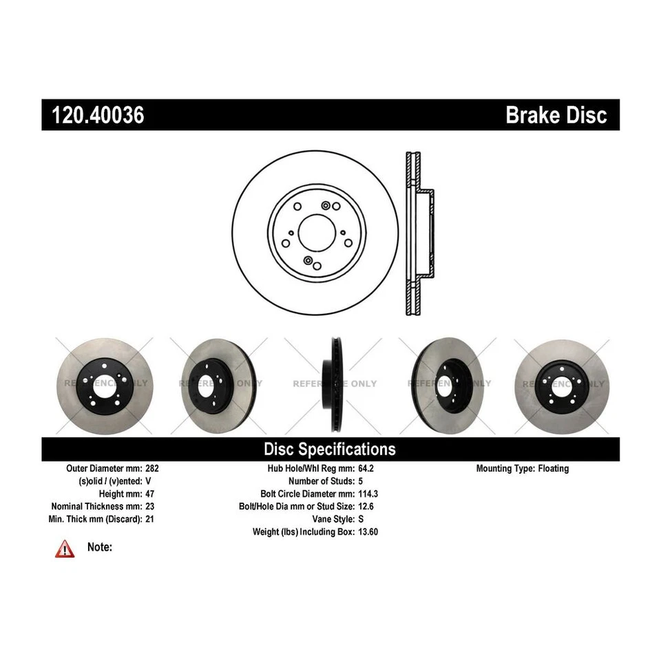 Rotor de freno de disco delantero StopTech Centric Premium para Acura CSX,ILX / Honda Accord Foto 3 de 4