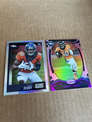 JERRY JEUDY 2020 Score SILVER #452 & 2021 Certified PURPLE SP /39 #39 Cards (c8)