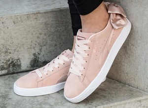puma suede bow beige
