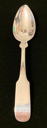 RARE c. 1825-50 Jared L. Moore 6” Coin Silver Fiddle Spoon 23.3g (MC mono) - Picture 2 of 6