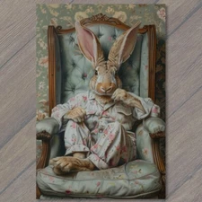 4x6"  Bunny Rabbit Sexy Chair Funny Anthropomorphic Girl Flowers Cute Robe