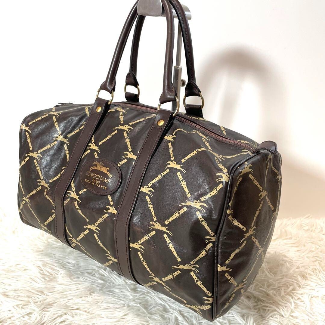 Longchamp Mini Boston bag leather horse pattern belt color