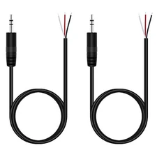 3.5mm Stereo Audio Cable Repair Kit - Open-End Pigtail Jack Adapter 2 PCS