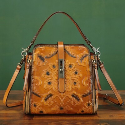 Embossed Genuine Leather Purses and Handbags Women Shoulder Bag Crossbody  Bag