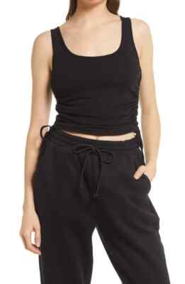 4th & Reckless New Womens Size Small Black Lindsey Ruched Tank Top