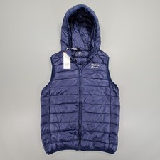 Lee Cooper Womens Gilet Navy Blue Small Down Fill Hooded Full Zip