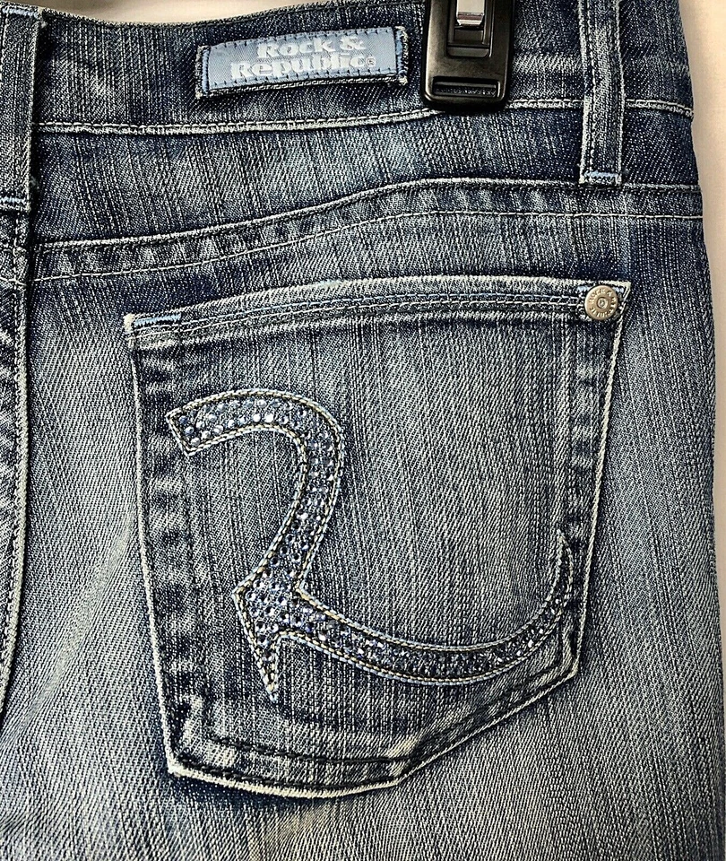 Rock Republic Women Jeans Denim 28 Pants Cotton Bootcut Flare Medium Wash Blue - Image 2 of 4
