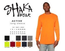 Shaka Wear Active Long Sleeve Plain Casual Crew Neck T-Shirt SM-3X