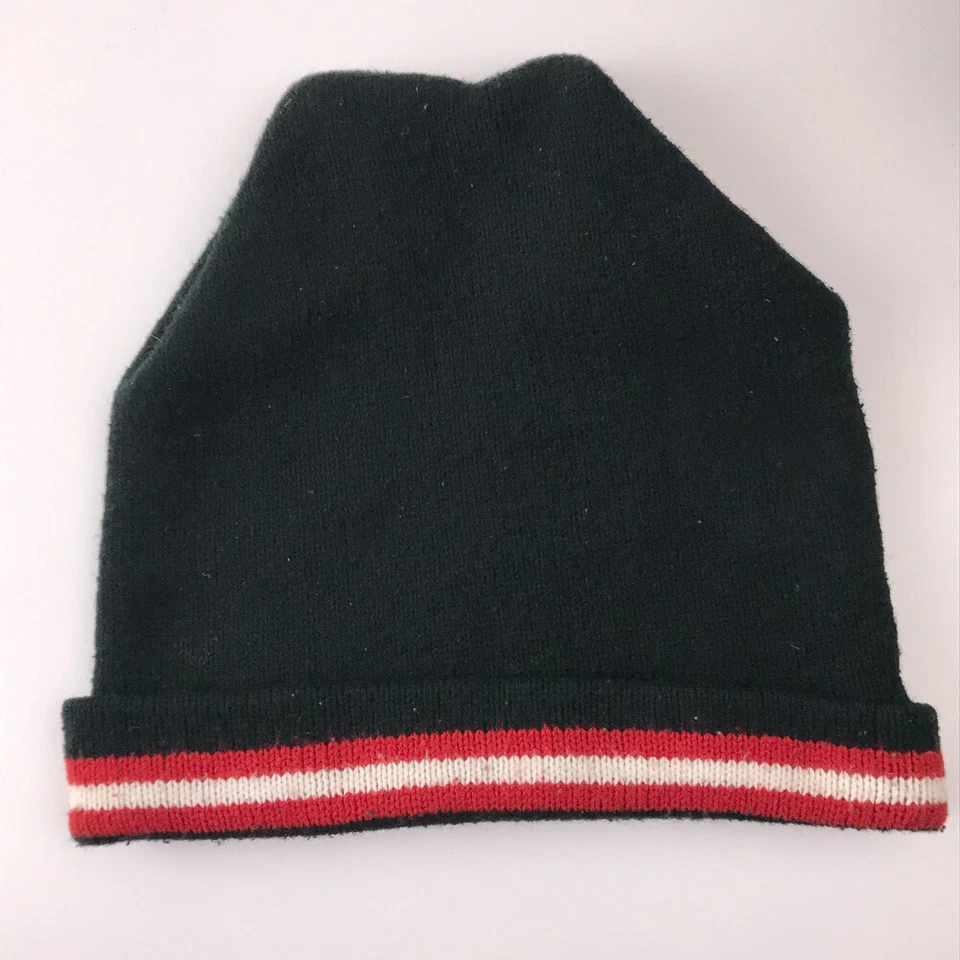 Sombrero de esquí retro Wigwam hecho en EE. UU. negro con rayas rojas blancas Foto 3 de 4