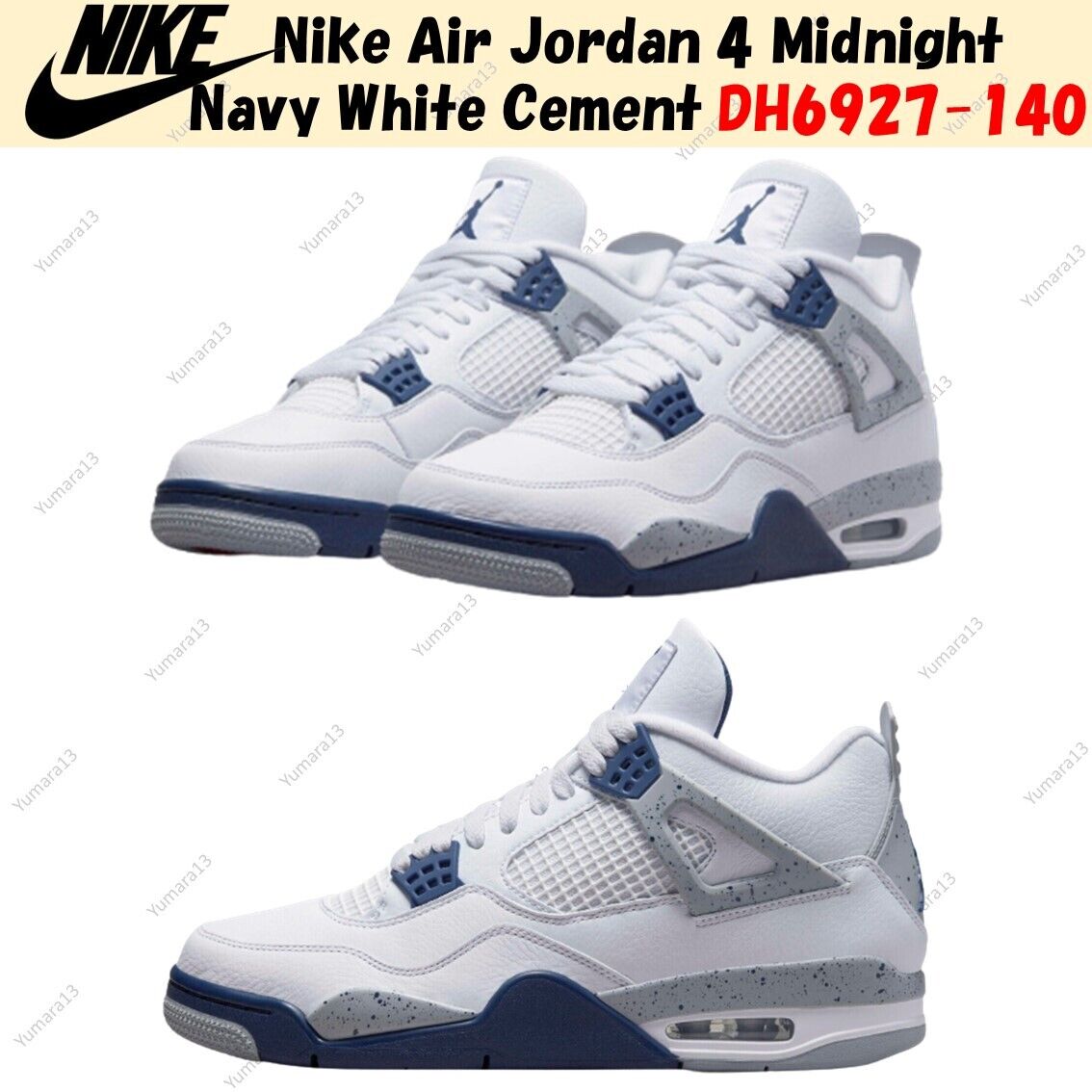 Nike Air Jordan 4 Midnight Navy White Cement DH6927-140 Nike Air Jordan 4 Midnight Navy White Cement DH6927-140