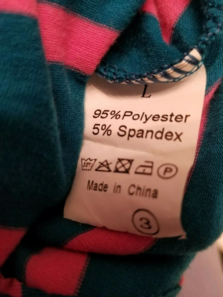 Vestido para mujer talla L grande verde azulado rosado púrpura a rayas Foto 2 de 4