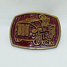 Vintage Harlan KC,KS KCK Kansas City Kansas Belt Buckle Tractor Metal Painted