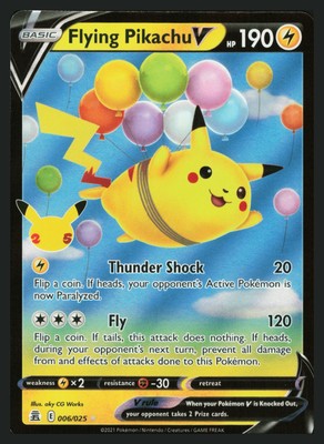 006 025 Flying Pikachu V Holo Celebrations 25th Pokemon Card Mint Ebay