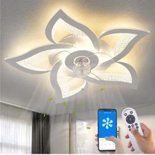 Ceiling Fan with Lights Remote Control, White Personalized Ceiling Fan with L...
