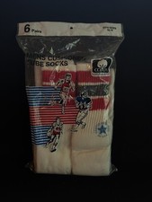 NIP NOS Striped Tube Socks Over the Calf 6 pair 10-5 made in USA CUSHIONED