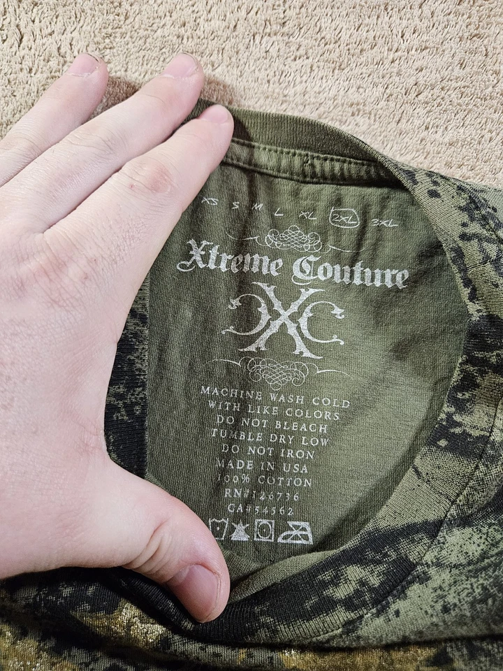 Camiseta Xtreme Couture Alas Calaveras Cruzadas Grunge AOP Y2K Grunge Motociclista 2XL Foto 4 de 4