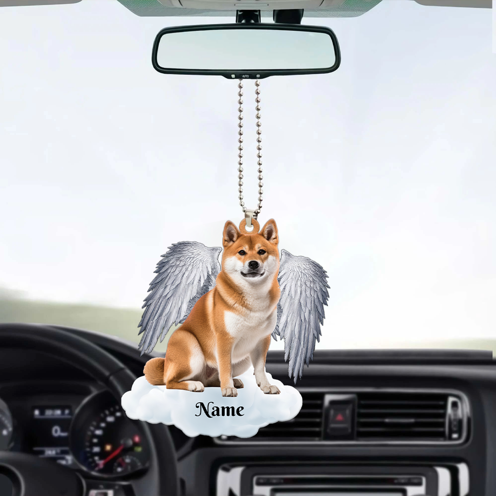 Akita Dog Angel Wings Car Ornament, Akita Dog Angel Ornament, Akita Dog Ornament