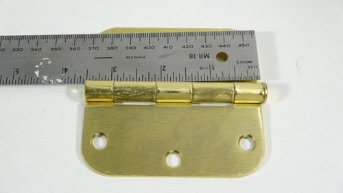 Jiw Satin Brass 3.5" x 3.5" Interior Door Hinges 5/8"Radius Corners Pack of 14 - Picture 5 of 9