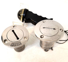1-1/2" Chrome Boat Marine Diesel Fill Cap And Mount & 1" Waste Mount & Compass