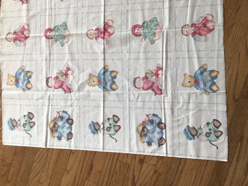 1.25yd Princess Fabrics Panel: baby, mouse, 2 rag doll, 2 bears, 7.5 x 7.5 block - Picture 3 of 5