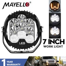 7 Round Led Work Light Bar Pod Spot Flood Combo Side Shoot Utv Atv Awd Offroad