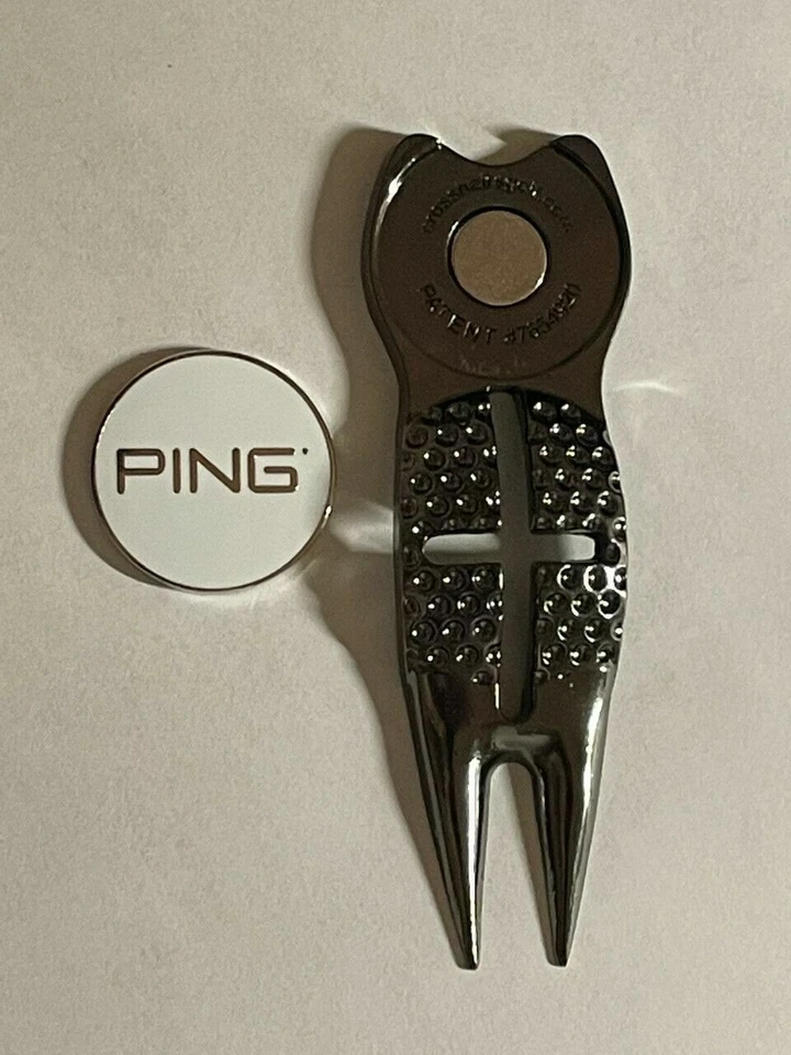 Herramienta Divot Crosshairs y marcador de golf estilo moneda plana Karsten PING 1" - ¡Una belleza! Foto 2 de 3