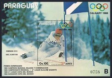 Paraguay C684,MNH.Michel 4116 Bl.441. Juegos Olímpicos de Calgary-1988. Pirmin Zurbriggen.