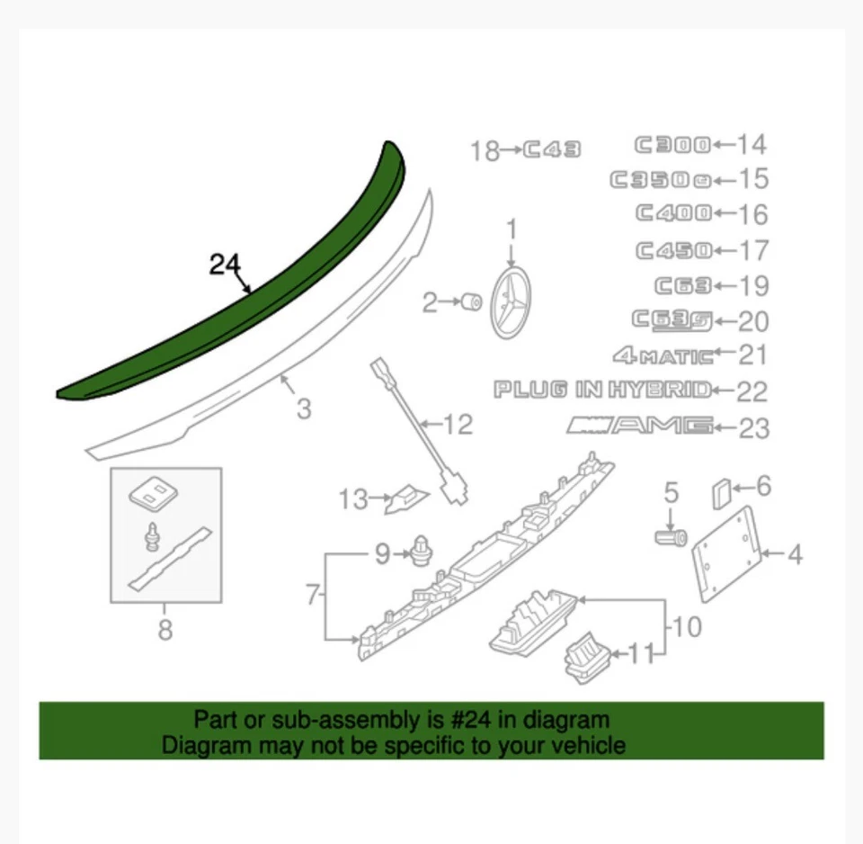 New Genuine MERCEDES BENZ C43 AMG WHITE REAR SALOON BOOTSPOILER A2057900100 9149 - Image 2 of 4