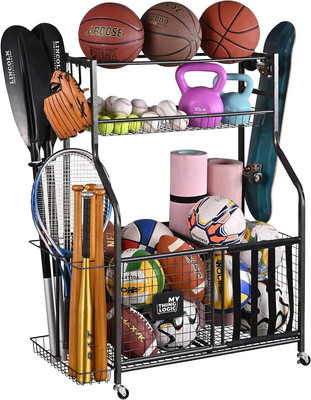 Garage Sports Equipment Organizer, Ball Storage Garage Large Capacity, Sports Or