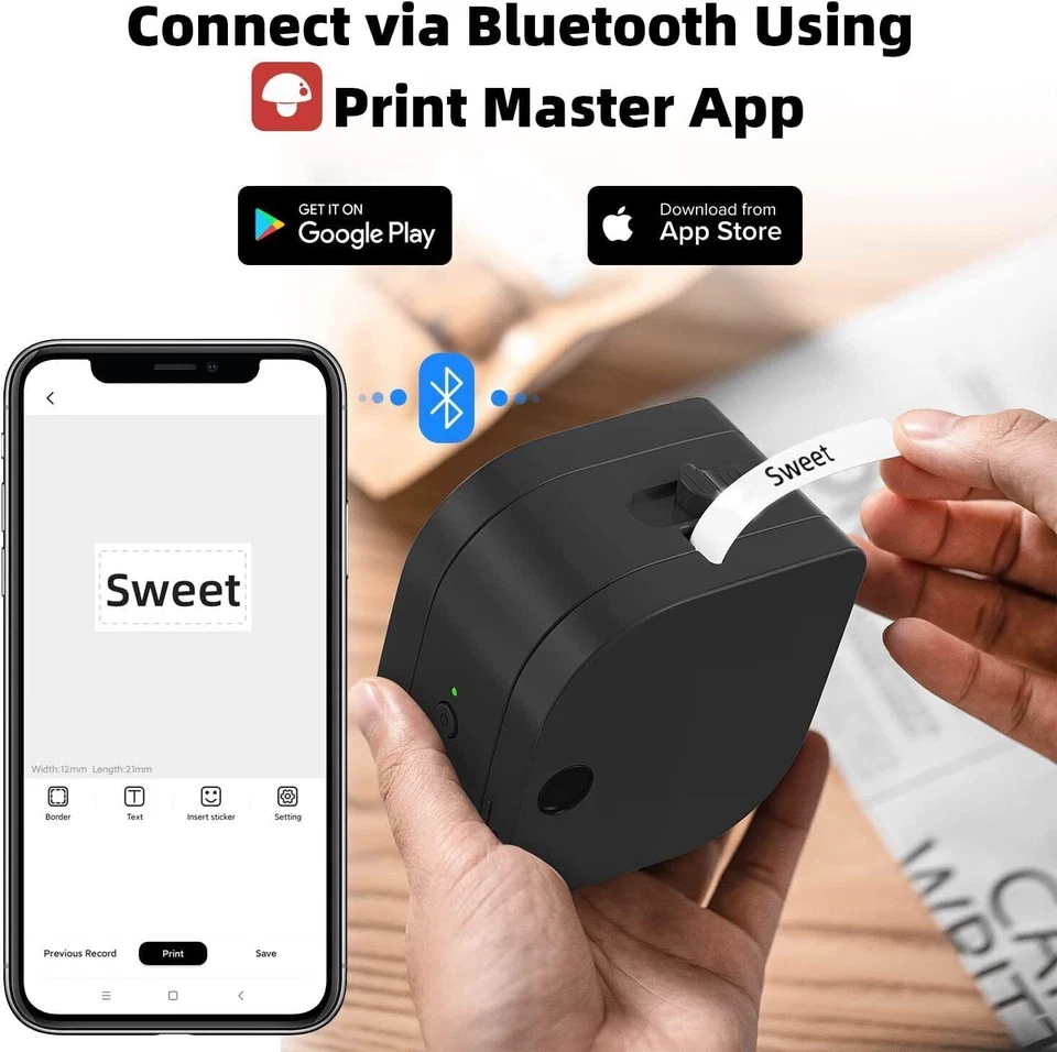 Etikettendrucker Bluetooth P12 Etikettiergerät Labeldrucker Beschriftungsgerät - Bild 2 von 4