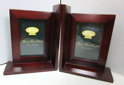 VTG LaVie Photo Book Ends 4X6 inch Photo Unused Wood Bookends Picture Frame