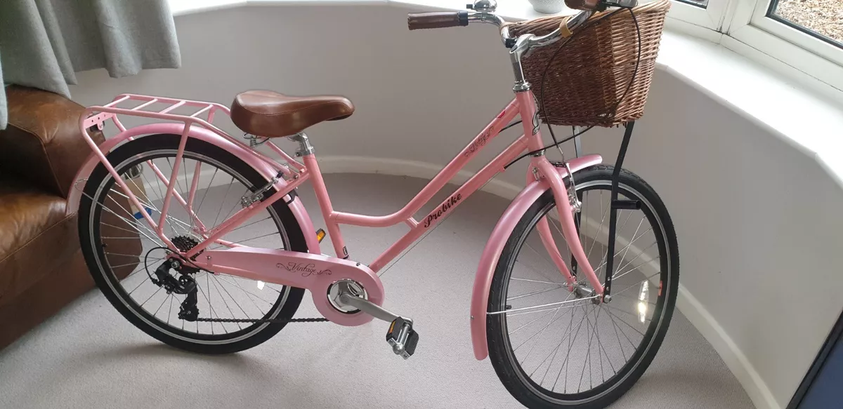 Probike Vintage Female Bicycle Pink With Basket Very Good Used