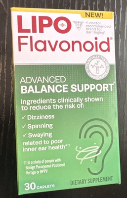 Lipo Flavonoid Advanced Balance Support Reduce Dizziness 30 Ct Exp 09/2026