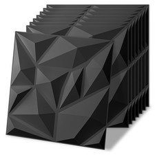 20x 3D Wall Panels PVC Paintable Feature Wall Tiles 11.8"x11.8" Black