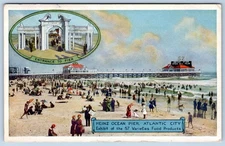 1910-20's ENTRANCE to HEINZ OCEAN PIER ATLANTIC CITY NJ POSTCARD