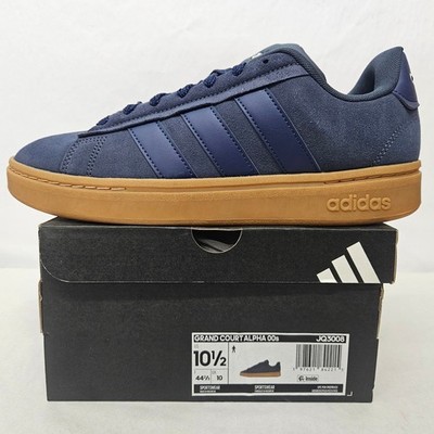 Adidas Grand Court Alpha 00s Sneakers JQ3008 Blue Suede Gum Sole Men Size 10.5