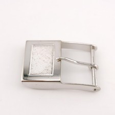 Solid Sterling Silver 925 Square Cut Carved Line Small 1 Inch Belt Buckle