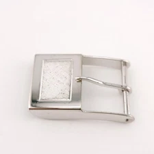 Solid Sterling Silver 925 Square Cut Carved Line Small 1 Inch Belt Buckle