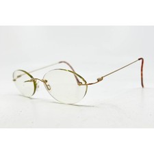Rodenstock R 4267 E Gold Rimless Oval Eyeglasses Frames 49-17-140 Tortoise Tips