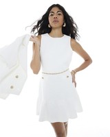 River Island Womens White Short Boucle Dress Size M