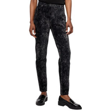 Susan Graver Weekend Sz 3X Printed Knit Corduroy Slim Leg Ankle Pant A618815 BLK