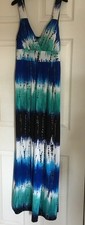 Apricot Women’s Sleeveless Maxi Sundress Blues Tie Dye Effect Size L