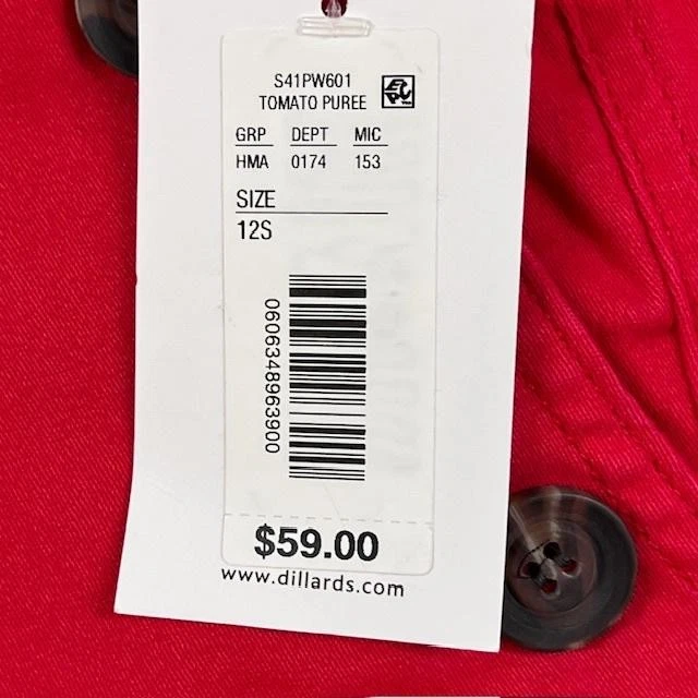 Westbound Pants Womens 12 Short Red High Rise Slim Straight Marina Ankle - NEW - Image 3 of 4