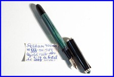 Vintage 1950S PELIKAN 400NN Piston Fountain Pen In Green Striped With MEDIUM Nib
